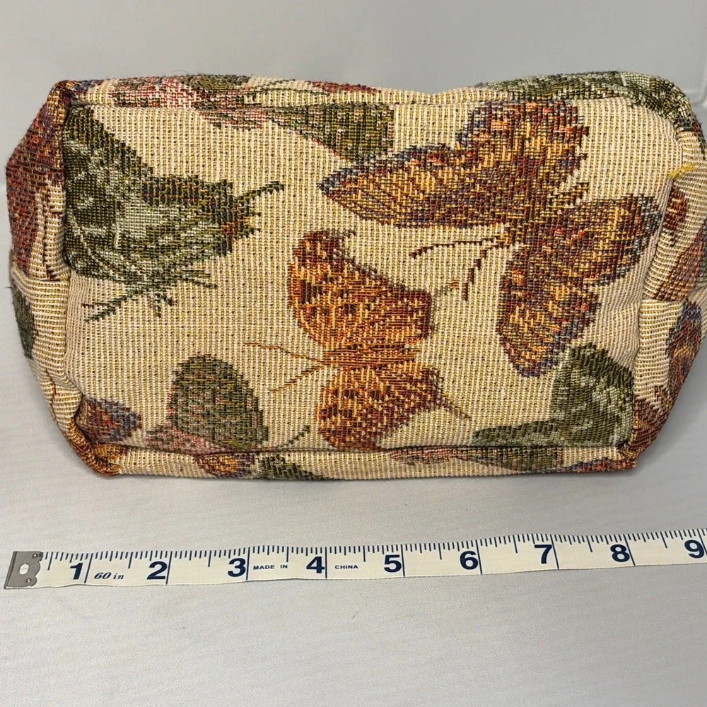 Vintage Butterfly Tapestry Tote Bag Woven Earth Tone Handbag Mini Shopper